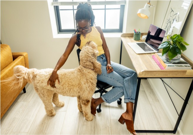 Lady with dog | Sterling Carpet & Flooring