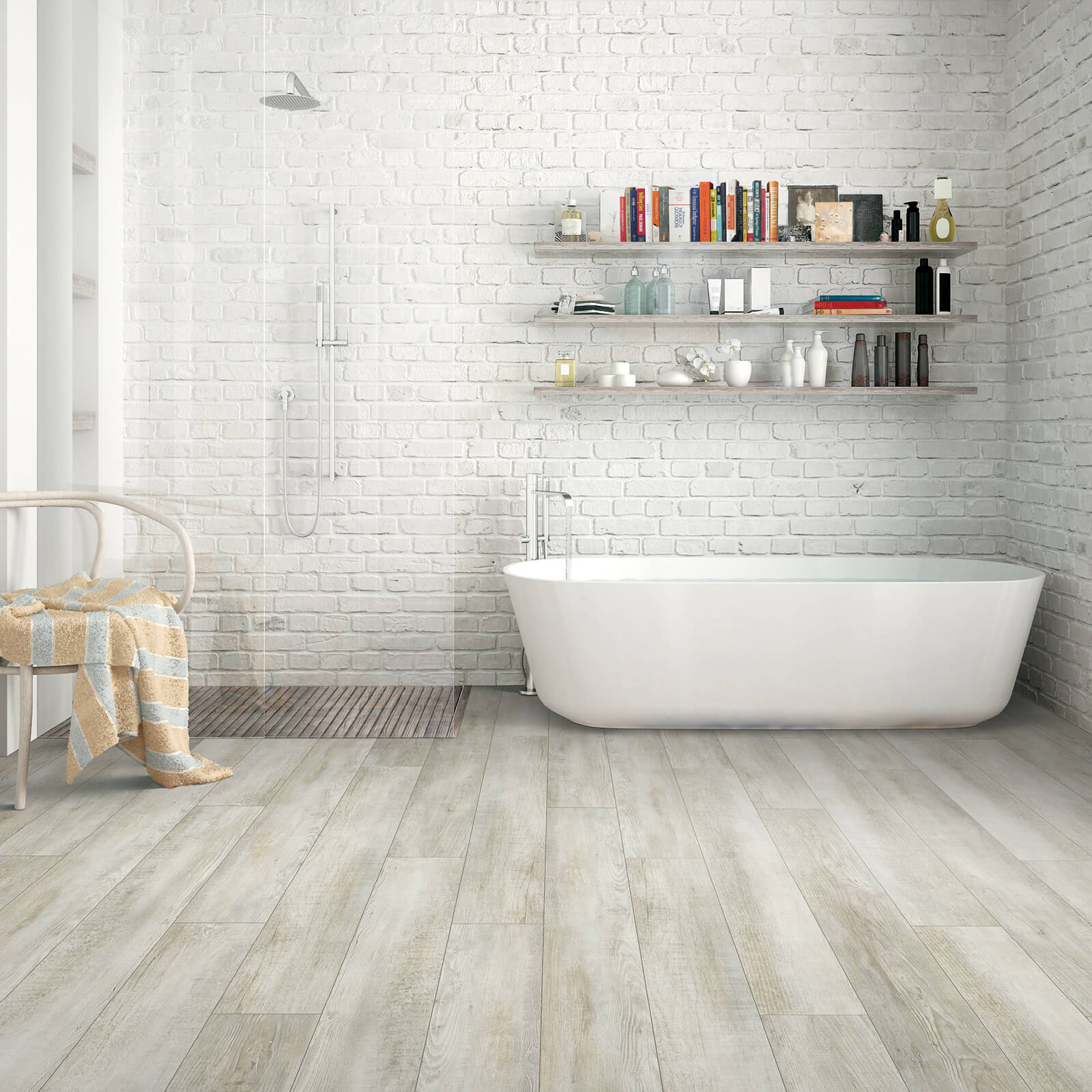 Hardwood in bathroom | Sterling Carpet and Flooring