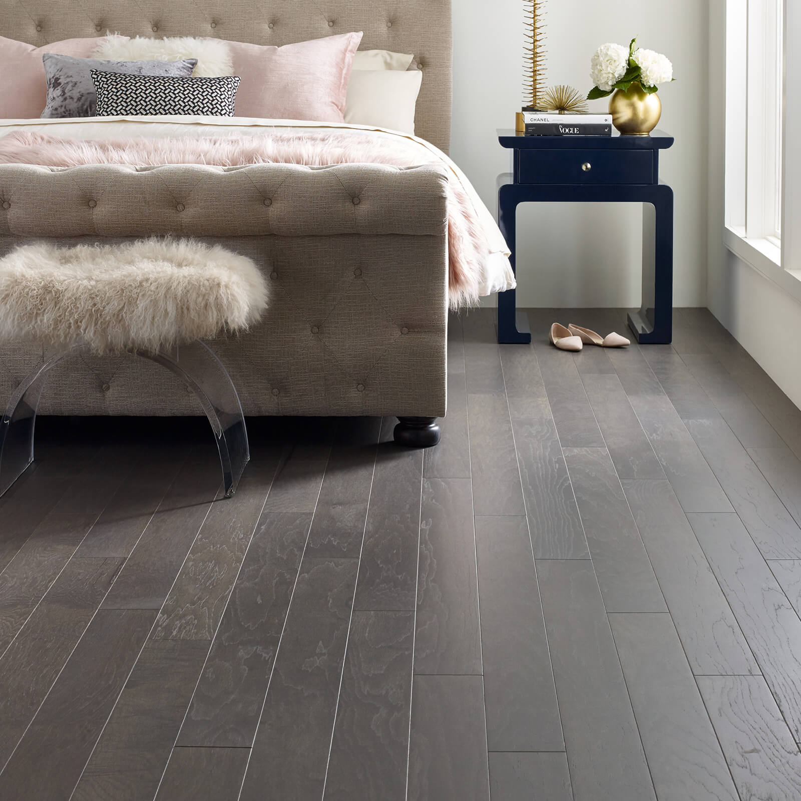 Hardwood in bedroom | Sterling Carpet and Flooring